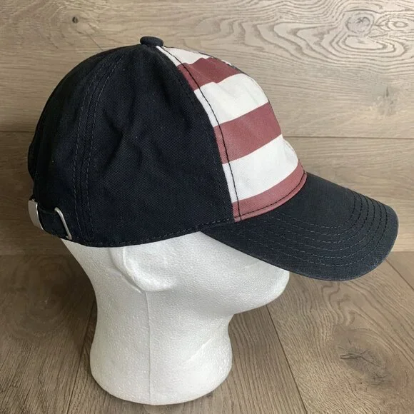 American Flag Front Ball Cap Black Adjustable Strap and Clamp Close - Picture 7 of 10